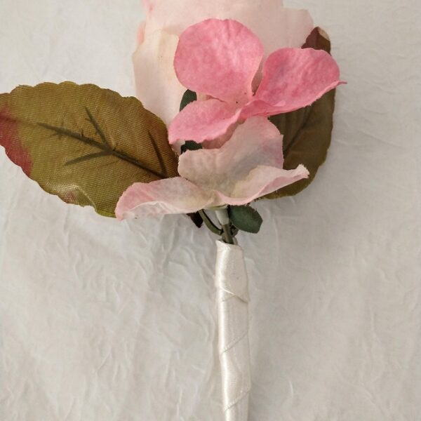 Kit Buquê de Noiva Rosas Champagne e Cor de Rosa – 3 Peças