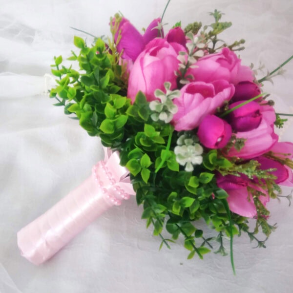 Buquê de Noiva Tulipas Cor Rosa e Pink