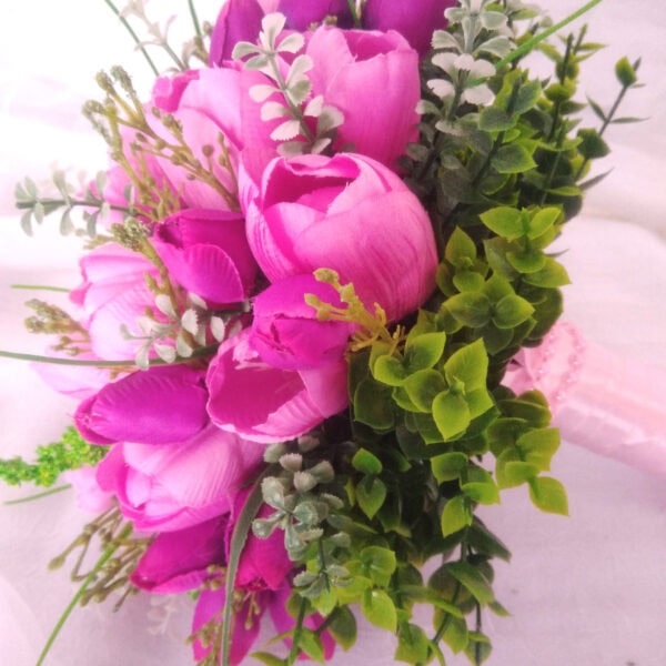 Buquê de Noiva Tulipas Cor Rosa e Pink