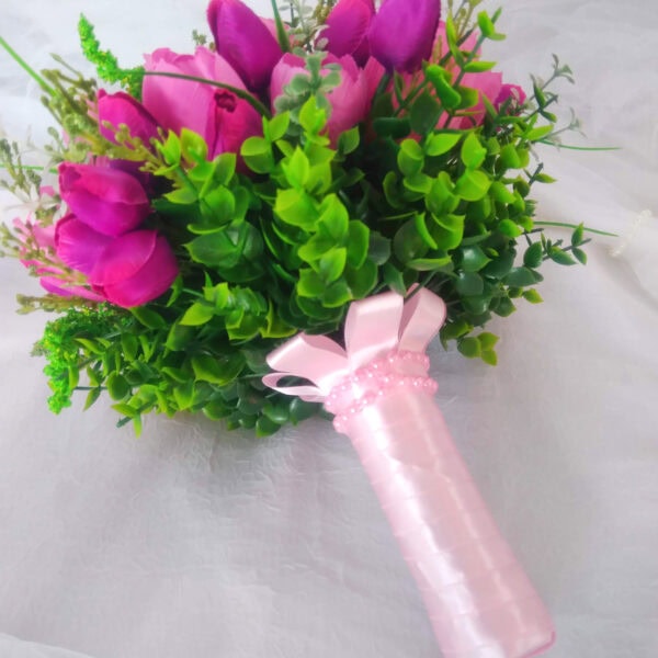 Buquê de Noiva Tulipas Cor Rosa e Pink