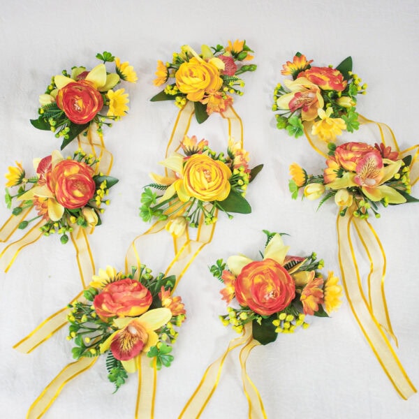 Kit com 8 Pulseiras de Madrinha Amarela – Corsage