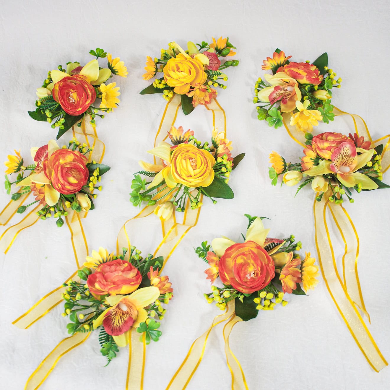 Kit com 8 Pulseiras de Madrinha Amarela - Corsage