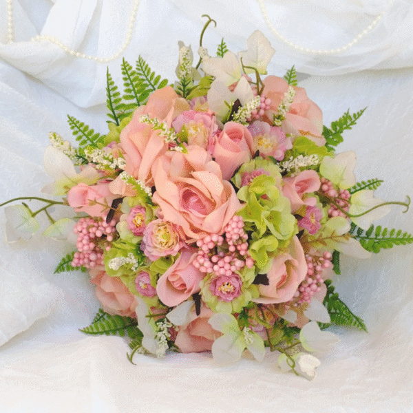 Buquê de Noiva Rosas Salmão