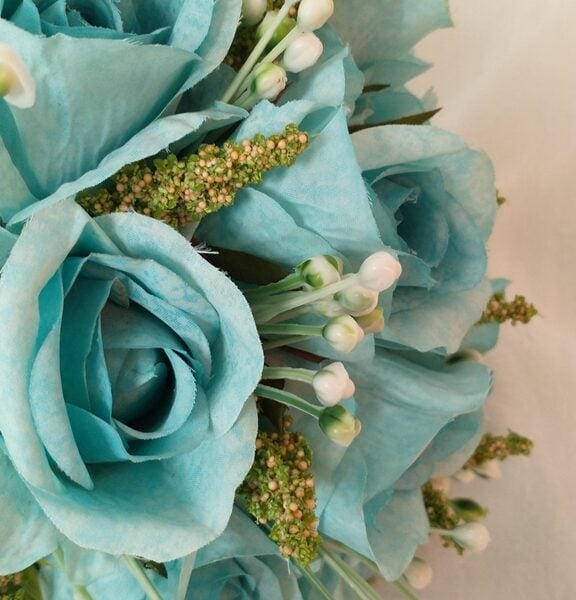 Buquê de Noiva de Rosas Azul Tiffany