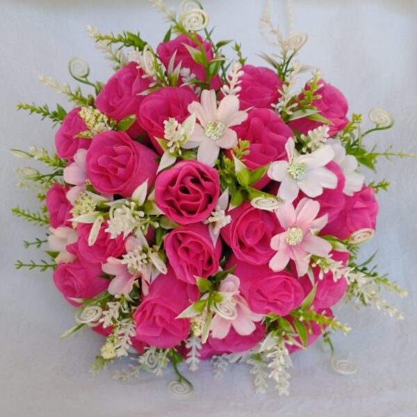 Kit Buquê de Noiva Rosas Cor Pink – 3 Peças