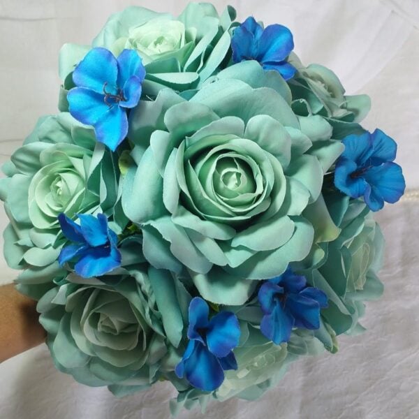 Buquê de Noiva Rosas Azul Tiffany