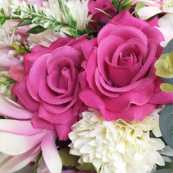 Buquê de Noiva de Rosas Pink e Magnólias Rosadas