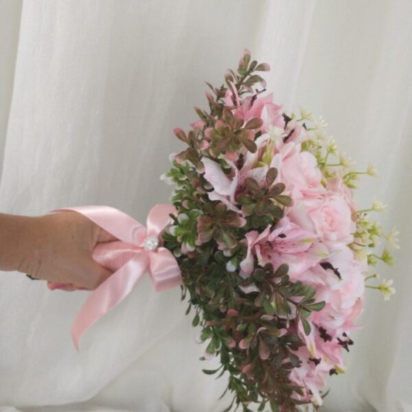 Buquê Botão de Rosas Rosa Chá