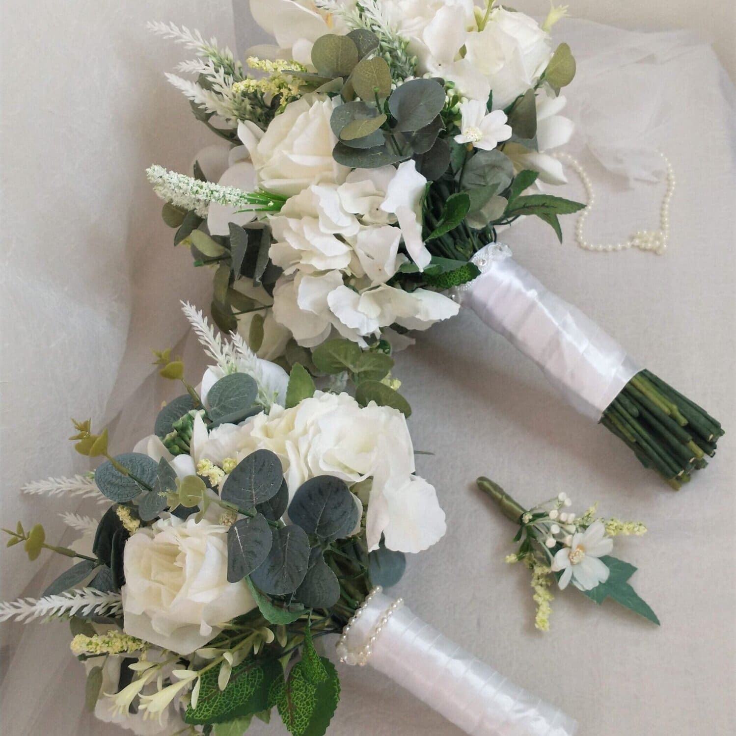 Kit Noiva com Buquê de Flores Brancas