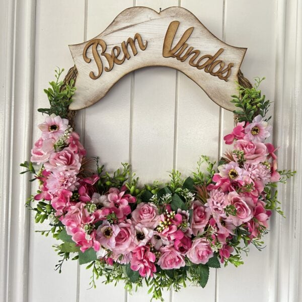 Guirlanda de Porta Tons de Rosa Escuro