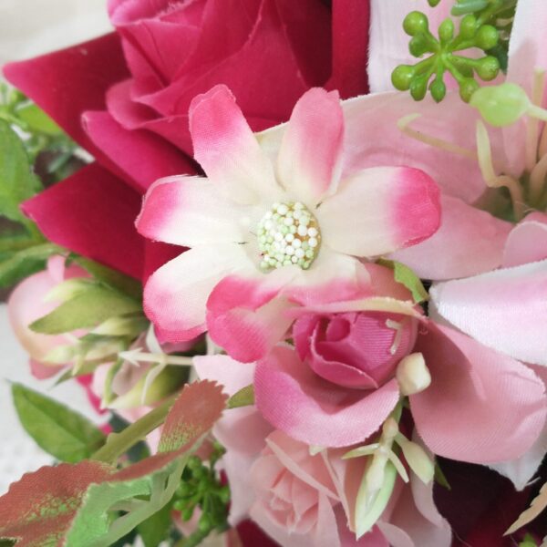 Buquê de Noiva de Rosas Magenta e Rosa