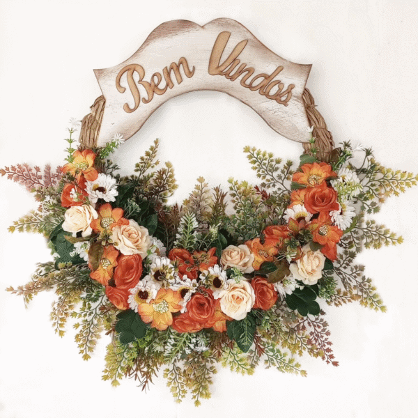 Guirlanda de Porta Flores Alaranjadas