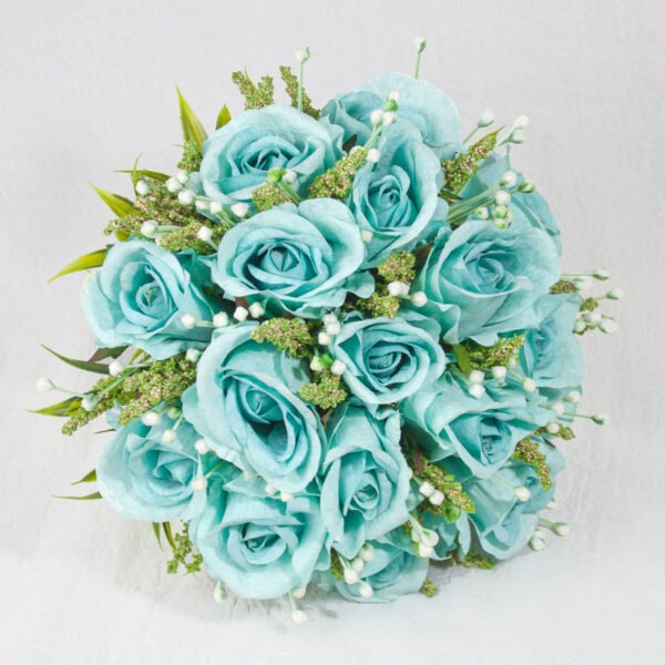 Buquê de Noiva de Rosas Azul Tiffany