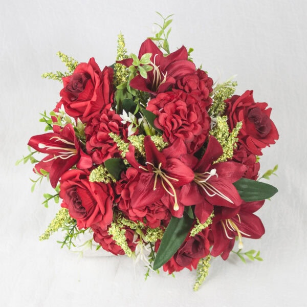 Buquê de Noiva Rosas e Lírios Vermelhos